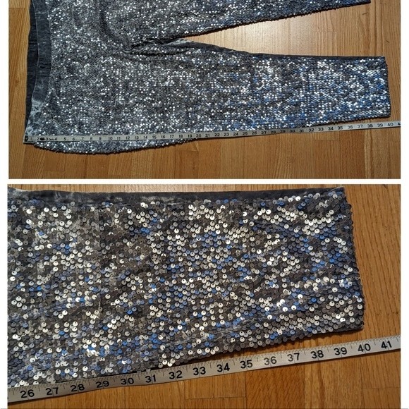 Midnight Velvet NWOT Lucinda Gray Silver Sequin Pull-on Leggings Pants - Picture 9 of 13